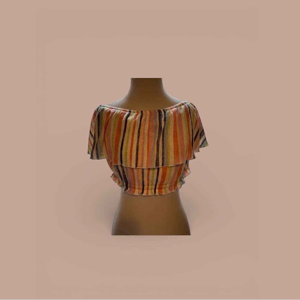 Striped Off-Shoulder Crop Top